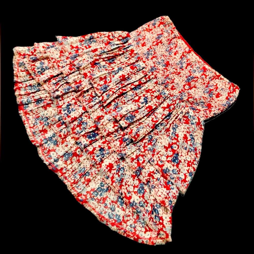Vintage Free People Strapless Floral Tube Top/Skirt Tiered Front/Back Raw Hem - Picture 10 of 15